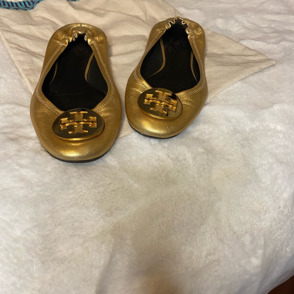 Tory Burch Metallic Gold Flats